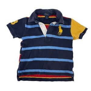 Polo Ralph Lauren Y2K Toddler Boys Multi Color Striped Big Pony Polo Shirt 3T